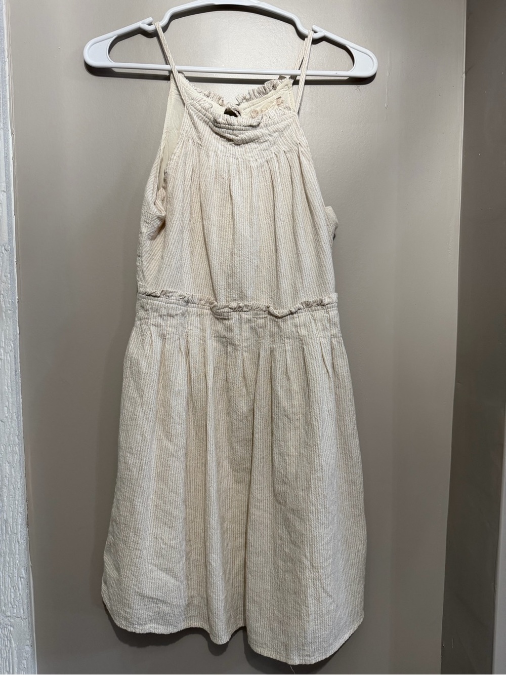 Altar'd State Cream Textured Halter Mini Dress